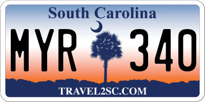 SC license plate MYR340