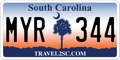 SC license plate MYR344