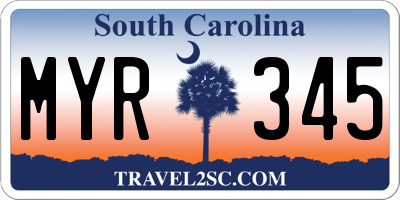 SC license plate MYR345