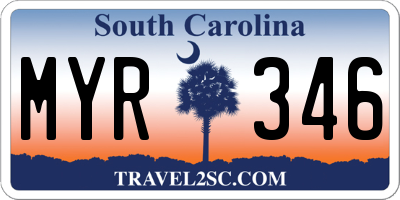 SC license plate MYR346