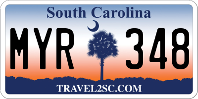 SC license plate MYR348