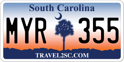 SC license plate MYR355