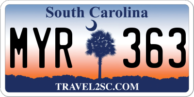 SC license plate MYR363
