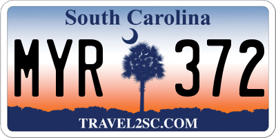 SC license plate MYR372
