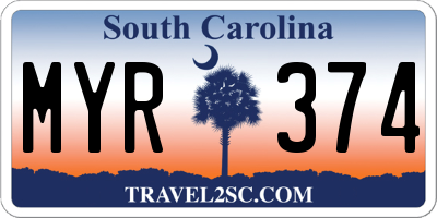 SC license plate MYR374
