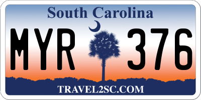 SC license plate MYR376