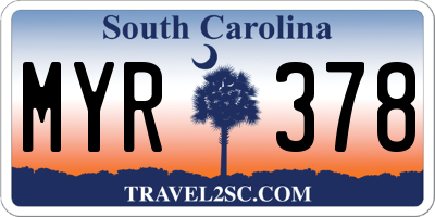 SC license plate MYR378