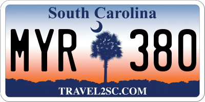 SC license plate MYR380