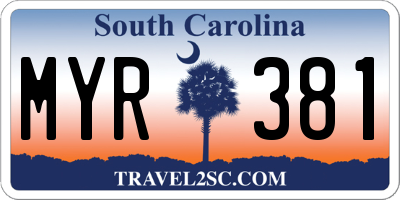 SC license plate MYR381