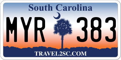 SC license plate MYR383