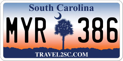 SC license plate MYR386
