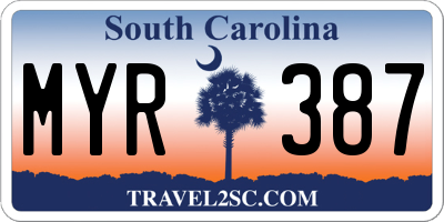 SC license plate MYR387