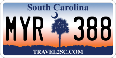 SC license plate MYR388