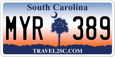 SC license plate MYR389