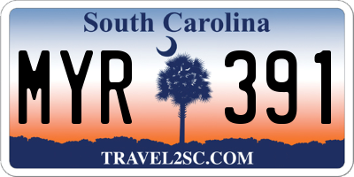 SC license plate MYR391