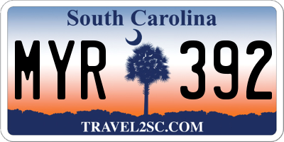 SC license plate MYR392