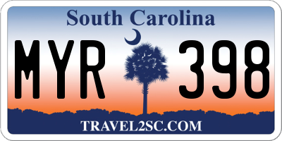 SC license plate MYR398
