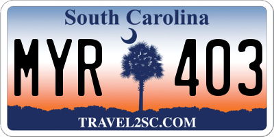 SC license plate MYR403