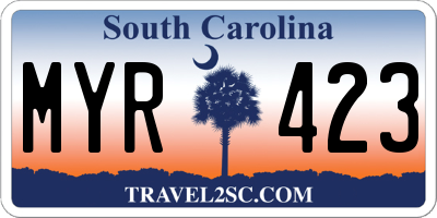 SC license plate MYR423
