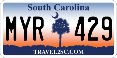 SC license plate MYR429