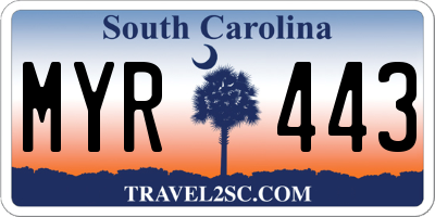 SC license plate MYR443