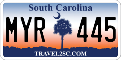 SC license plate MYR445