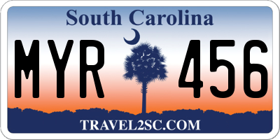 SC license plate MYR456
