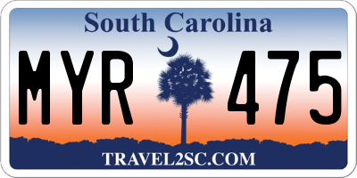 SC license plate MYR475