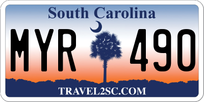 SC license plate MYR490