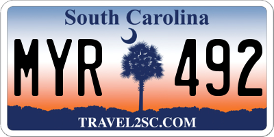 SC license plate MYR492