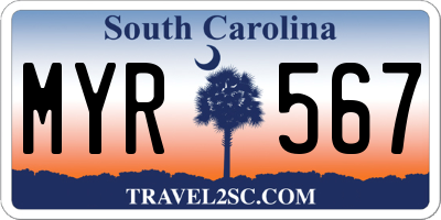 SC license plate MYR567
