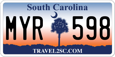 SC license plate MYR598