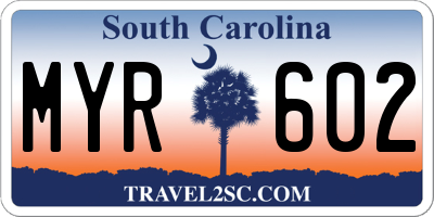 SC license plate MYR602