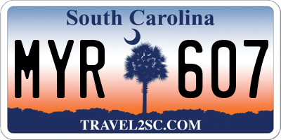 SC license plate MYR607