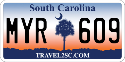SC license plate MYR609