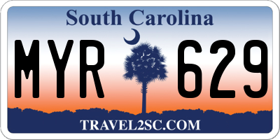 SC license plate MYR629
