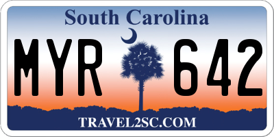 SC license plate MYR642