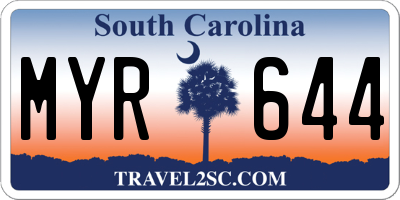 SC license plate MYR644