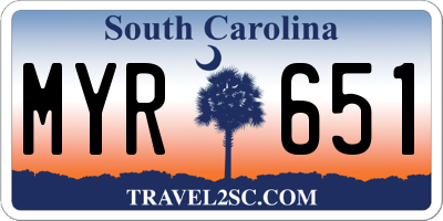 SC license plate MYR651