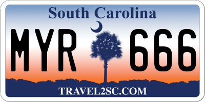 SC license plate MYR666