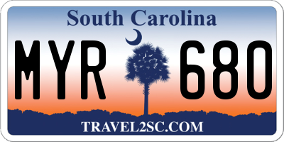 SC license plate MYR680