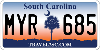 SC license plate MYR685