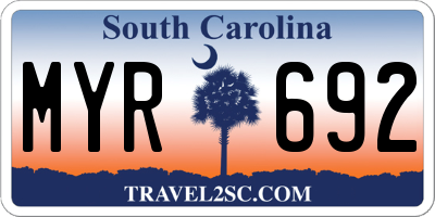 SC license plate MYR692