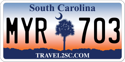 SC license plate MYR703