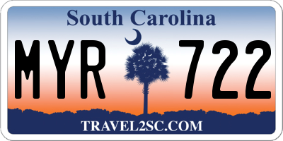 SC license plate MYR722
