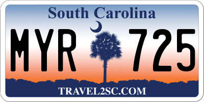 SC license plate MYR725