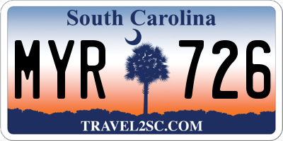 SC license plate MYR726