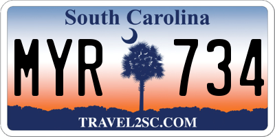 SC license plate MYR734