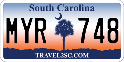 SC license plate MYR748