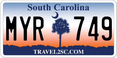 SC license plate MYR749